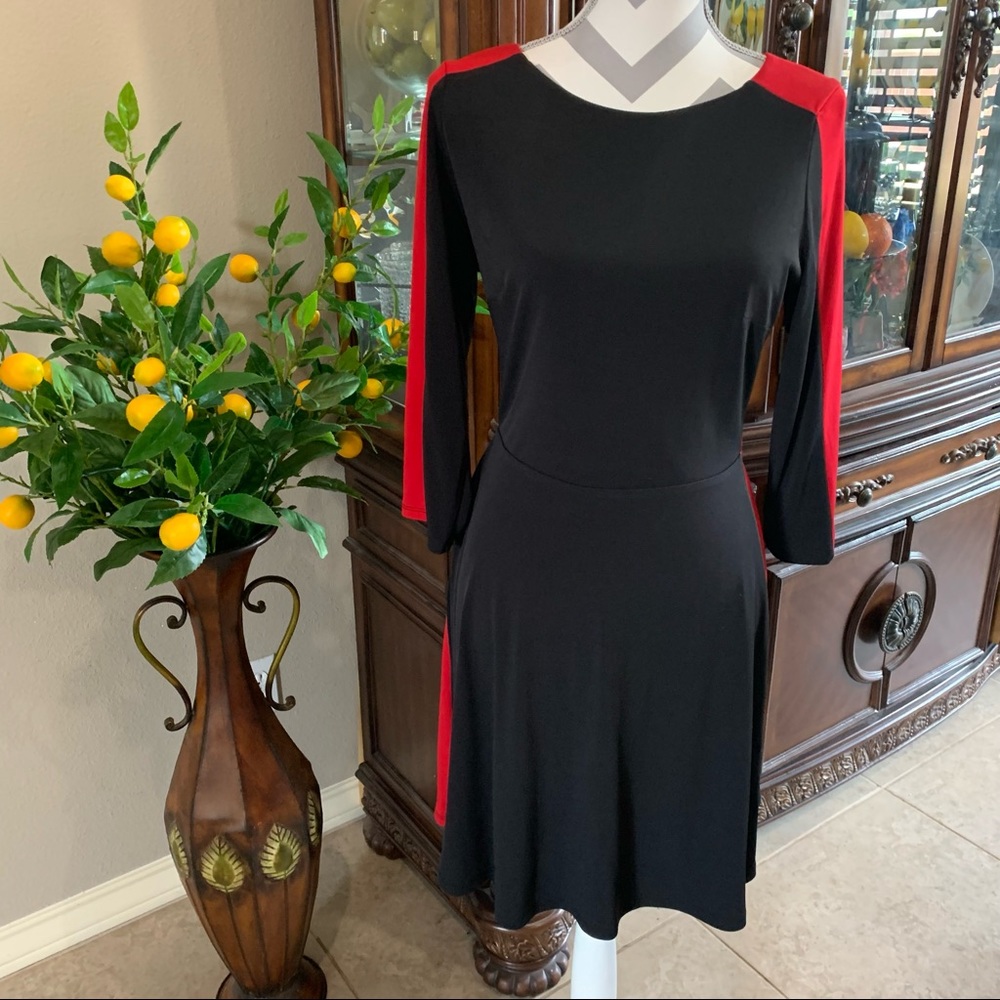 Glamour black & red color block dress size 10P